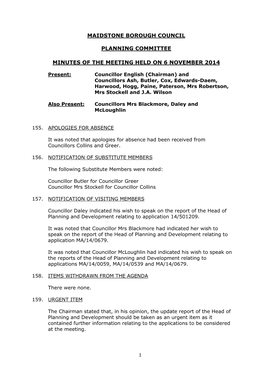 Maidstone Borough Council Planning Committee Minutes
