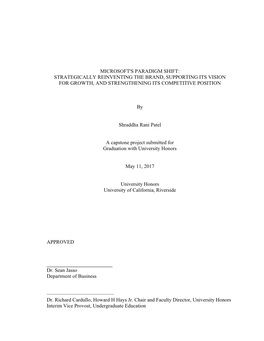 Microsoft's Paradigm Shift: Strategically Reinventing the Brand, Supporting Its Vision for Growth, and Strengthening Its Competitive Position