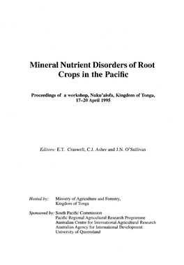 Mineral Nutrient Disorders of Root Crops in the Pacific