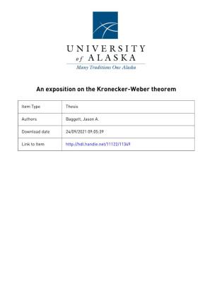 ~2 Q ! / Date an EXPOSITION on the KRONECKER-WEBER THEOREM