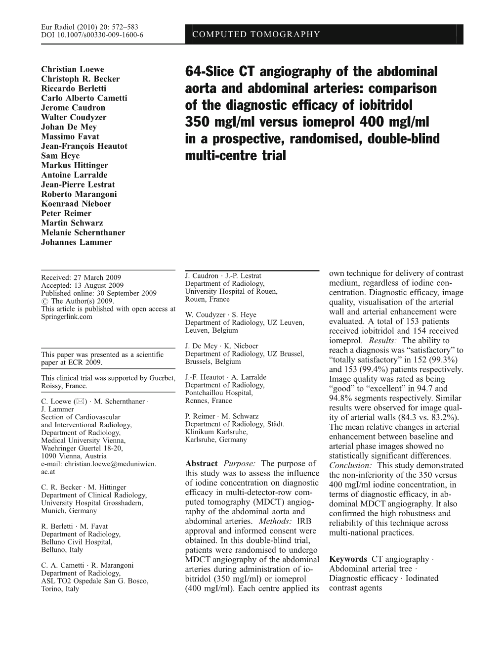 Comparison of the Diagnostic Efficacy of Iobitridol 350 M