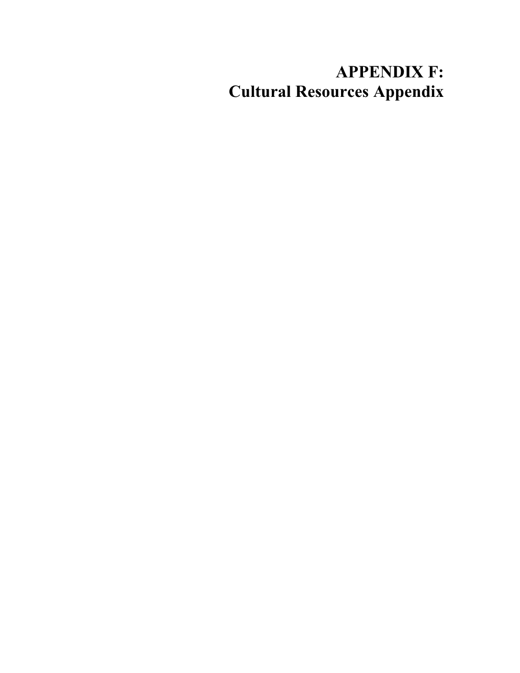 Cultural Resources Appendix