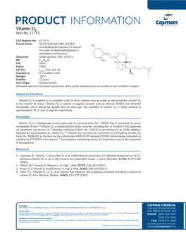 PRODUCT INFORMATION Vitamin D3 Item No