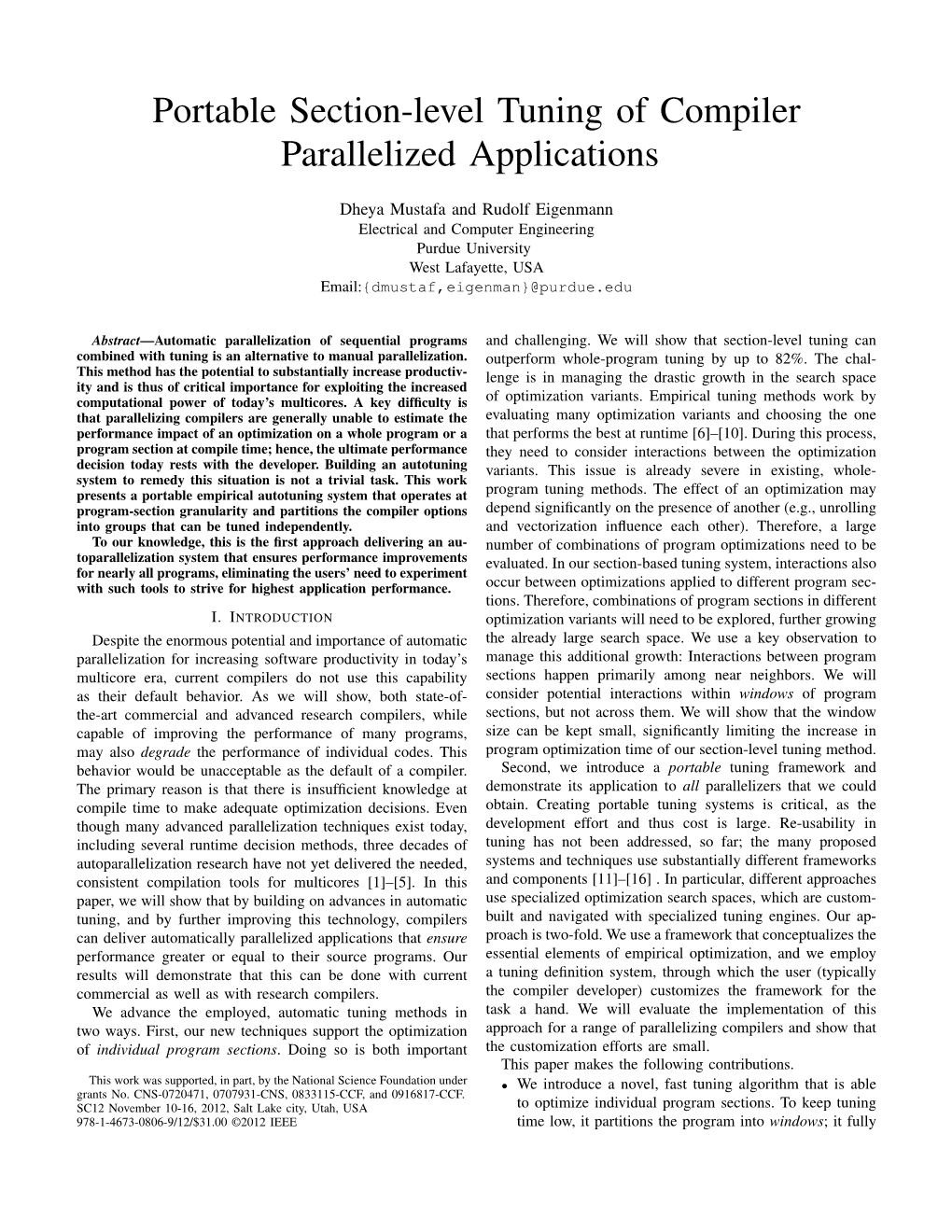 Portable Section-Level Tuning of Compiler Parallelized Applications