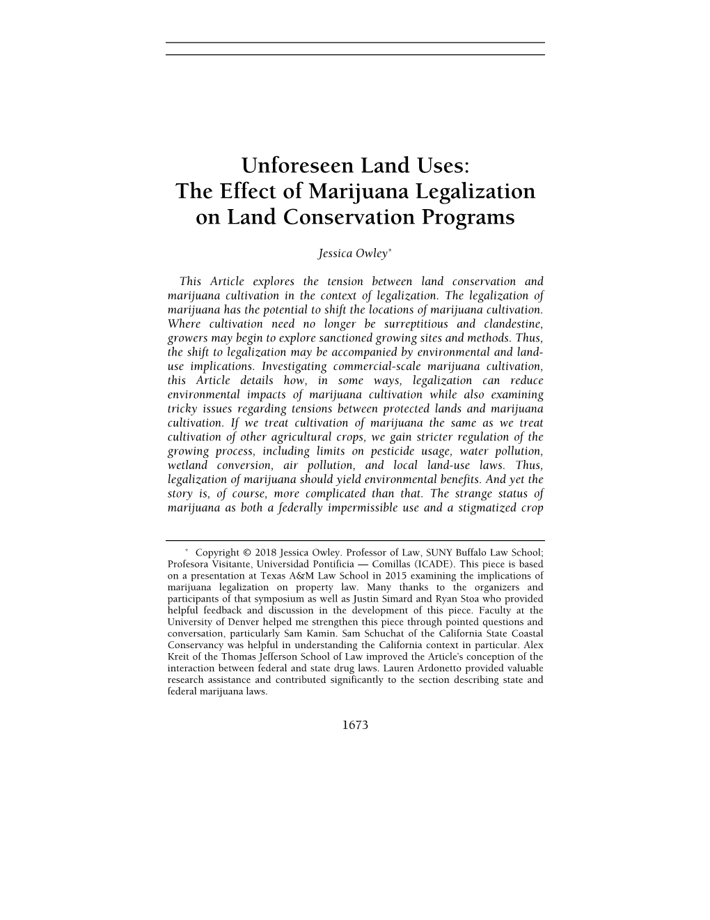 The Effect of Marijuana Legalization on Land Conservation Programs