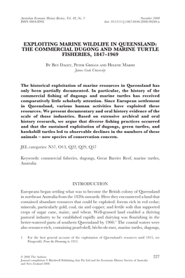 The Commercial Dugong and Marine Turtle Fisheries, 1847–1969
