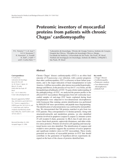 Proteomic Inventory of Myocardial Proteins from Patients with Chronic Chagas’ Cardiomyopathy
