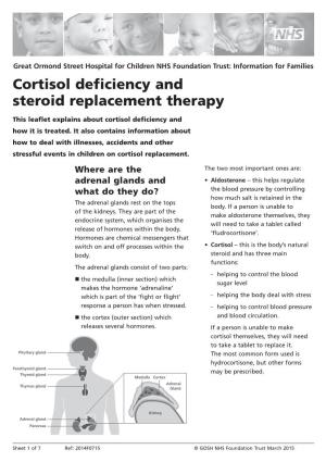 Cortisol Deficiency and Steroid Replacement Therapy