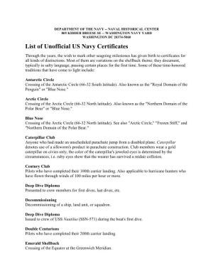 Navy Unofficial Certificates