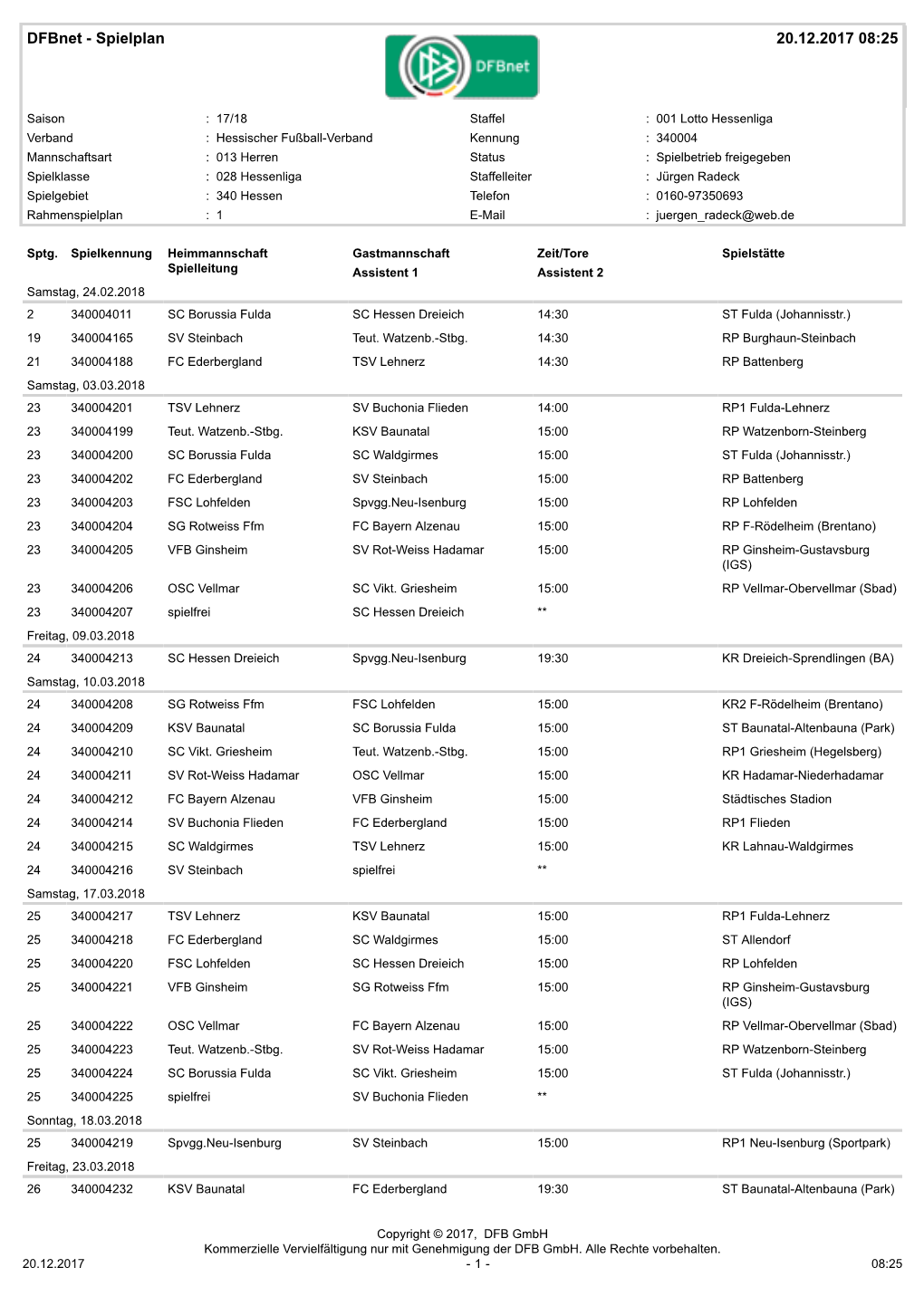 Spielplan 20.12.2017 08:25