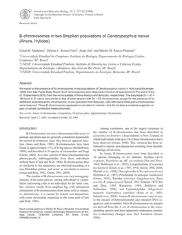 B-Chromosomes in Two Brazilian Populations of Dendropsophus Nanus (Anura, Hylidae)