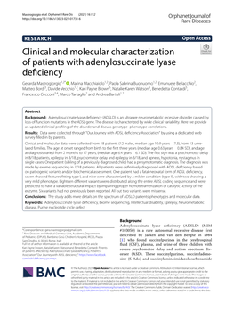 Clinical and Molecular Characterization of Patients with Adenylosuccinate Lyase Deficiency