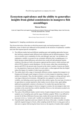 Insights from Global Consistencies in Mangrove Fish Assemblages