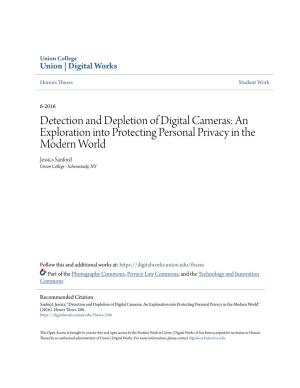 Detection and Depletion of Digital Cameras: an Exploration Into Protecting Personal Privacy in the Modern World Jessica Sanford Union College - Schenectady, NY