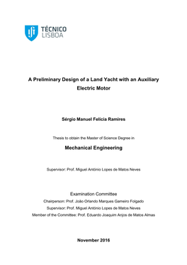 A Preliminary Design of a Land Yacht with an Auxiliary Electric Motor