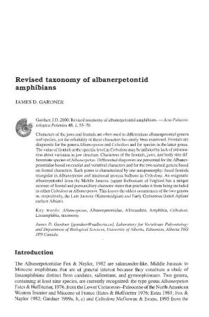 Revised Taxonomy of Amphibians Albanerpetontid