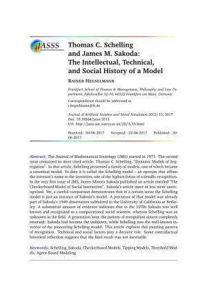 Thomas C. Schelling and James M. Sakoda: the Intellectual, Technical, and Social History of a Model