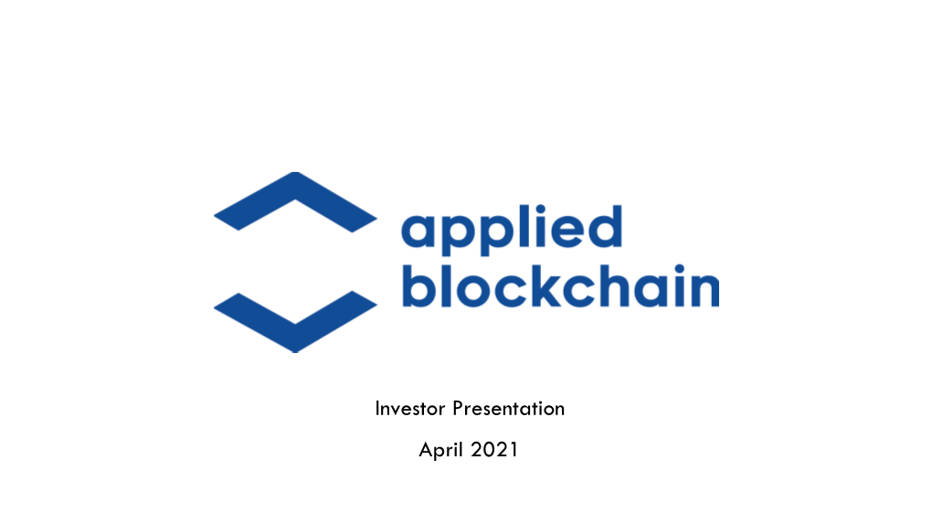 Applied Blockchain Investor Presentation