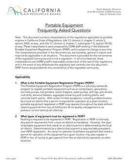 Portable Equipment Frequently Asked Questions