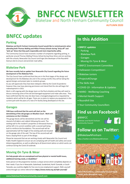 BNFCC NEWSLETTER C O Blakelaw and North Fenham Community Council M M Cil Unity Coun AUTUMN 2020