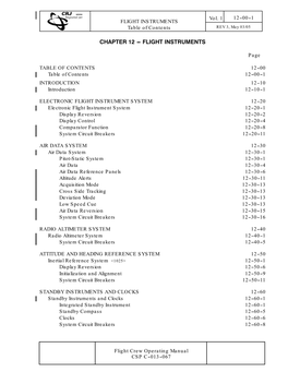 FLIGHT INSTRUMENTS Table of Contents REV 3, May 03/05
