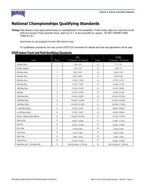National Championships Qualifying Standards