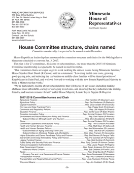 2016 House Committee Chairs