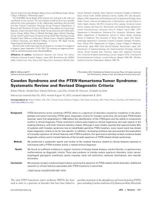 Cowden Syndrome and the PTEN Hamartoma Tumor