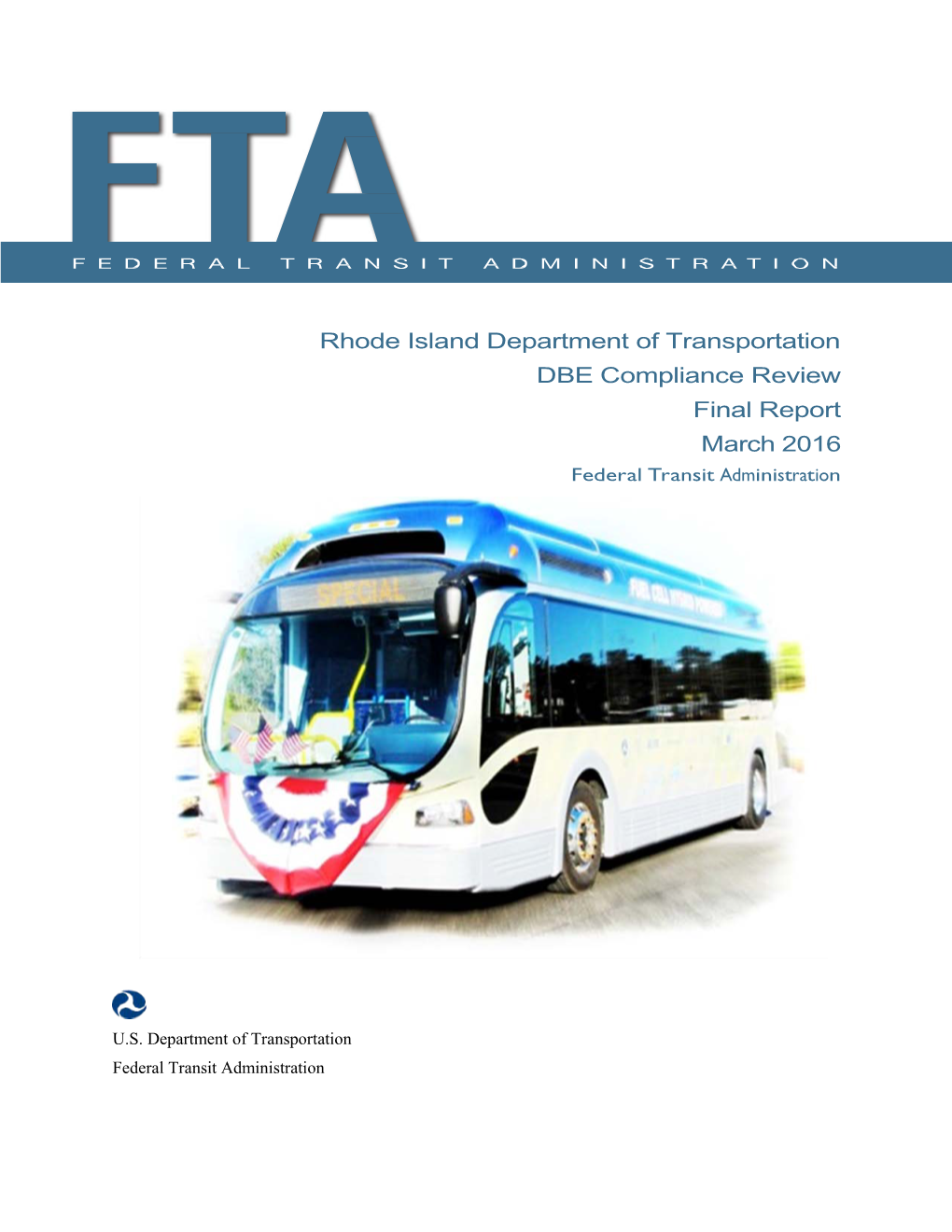 Rhode Island Department of Transportation DBE Compliance Review Report, March 2016