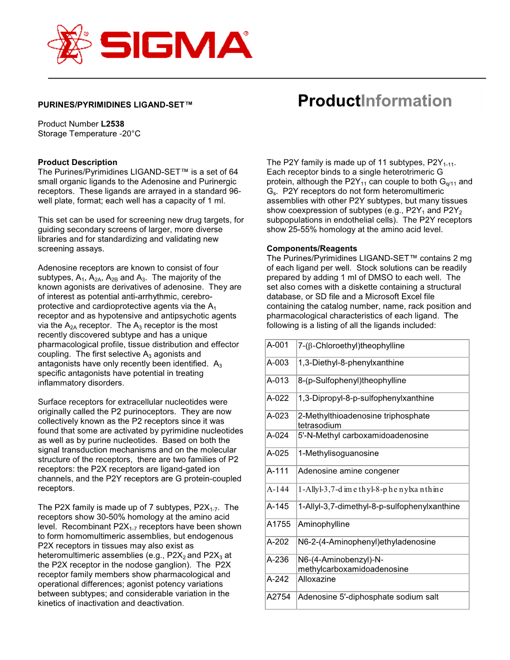 Product Information Sheet