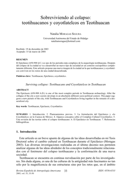 Teotihuacanos Y Coyotlatelcos En Teotihuacan