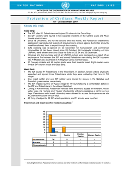 Protection of Civilians Weekly Report 19 – 25 December 2007 of Note This Week