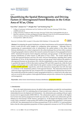 Quantifying the Spatial Heterogeneity and Driving Factors of Aboveground Forest Biomass in the Urban Area of Xi’An, China