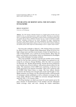 The Beating of Rodney King: the Dynamics of Backfire