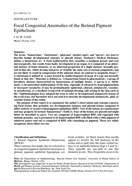 Focal Congenital Anomalies of the Retinal Pigment Epithelium