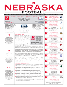 FOOTBALL FIVE-TIME NATIONAL CHAMPIONS • MOST WINS in the Nation LAST 30, 40, 50 & 60 YEARS Brigham Young GAME 2: NEBRASKA Vs