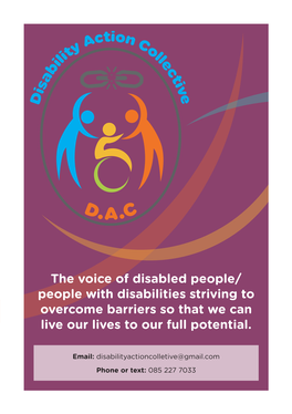 The Voice of Disabled People/ People with Disabilities Striving to Overcome Barriers So That We Can Live Our Lives to Our Full Potential