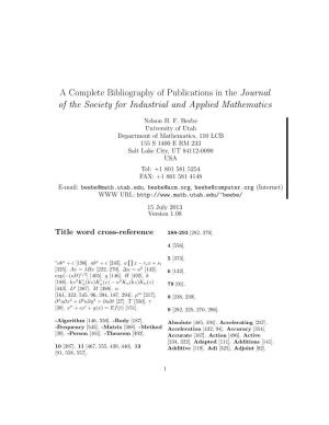 A Complete Bibliography of Publications in the Journal of the Society for Industrial and Applied Mathematics