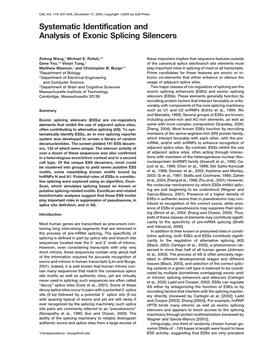 Systematic Identification and Analysis of Exonic Splicing Silencers