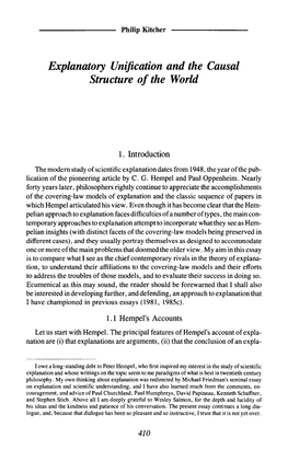 Explanatory Unification and the Causal Structure of the World