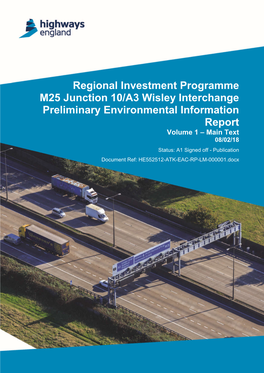 Regional Investment Programme M25 Junction 10/A3 Wisley Interchange
