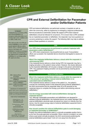 CPR and External Defibrillation for Pacemaker And/Or Defibrillator