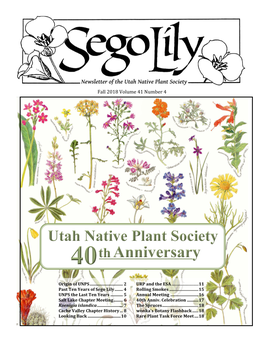 Fall 2018 Sego Lily Newsletter