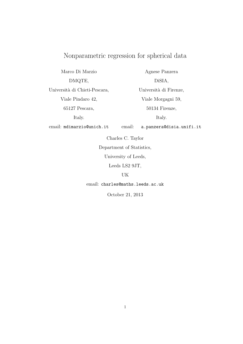 Nonparametric Regression for Spherical Data