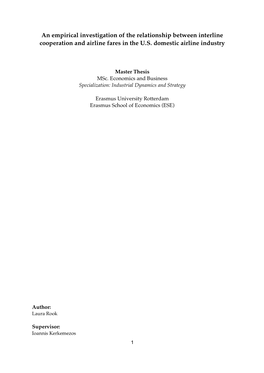 An Empirical Investigation of the Relationship Between Interline Cooperation and Airline Fares in the U.S