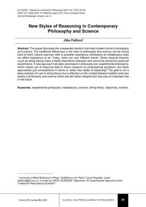 New Styles of Reasoning in Contemporary Philosophy and Science