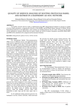 Quality of Service Analysis of Routing Protocols Babel and Batman in a Raspberry Ad-Hoc Network