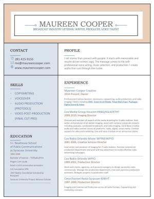 Maureen Cooper Broadcast Industry Veteran: Writer, Producer, Voice Talent