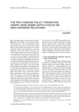 The Prc Foreign Policy Transition Under Jiang Zemin (With a Focus on Sino-Japanese Relations)