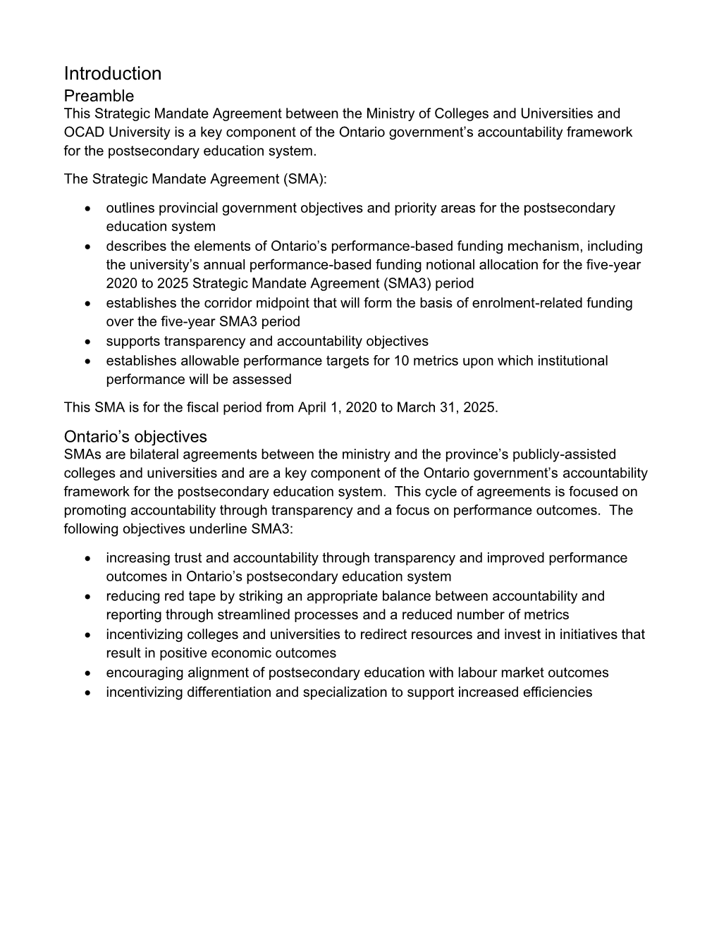 OCAD University Strategic Mandate Agreement, 2020-2025